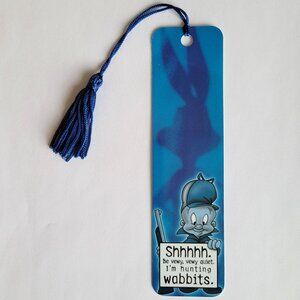 Vintage 1997 Elmer Fudd Bookmark wabbits Loony Tunes Tassel Warner 90s KB0-13889